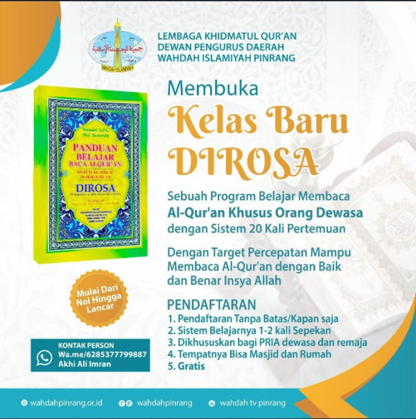 Membuka Kelas Baru DIROSA Program Belajar Membaca Al-Qur'an untuk Orang Dewasa